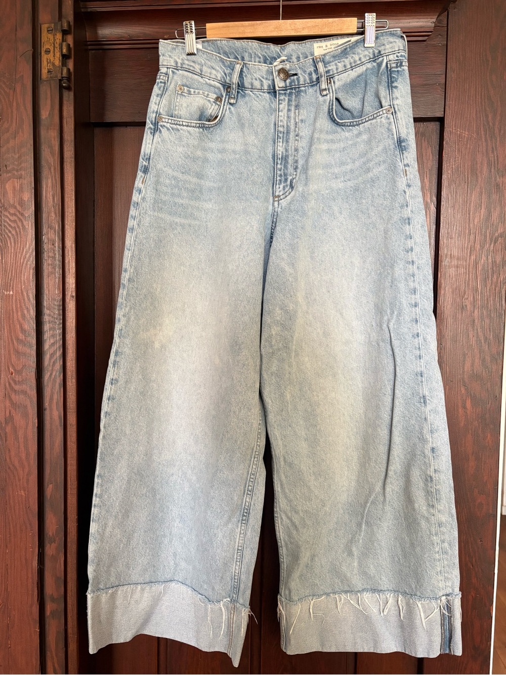 rag & bone Light Blue Relaxed Wide-Leg Jeans